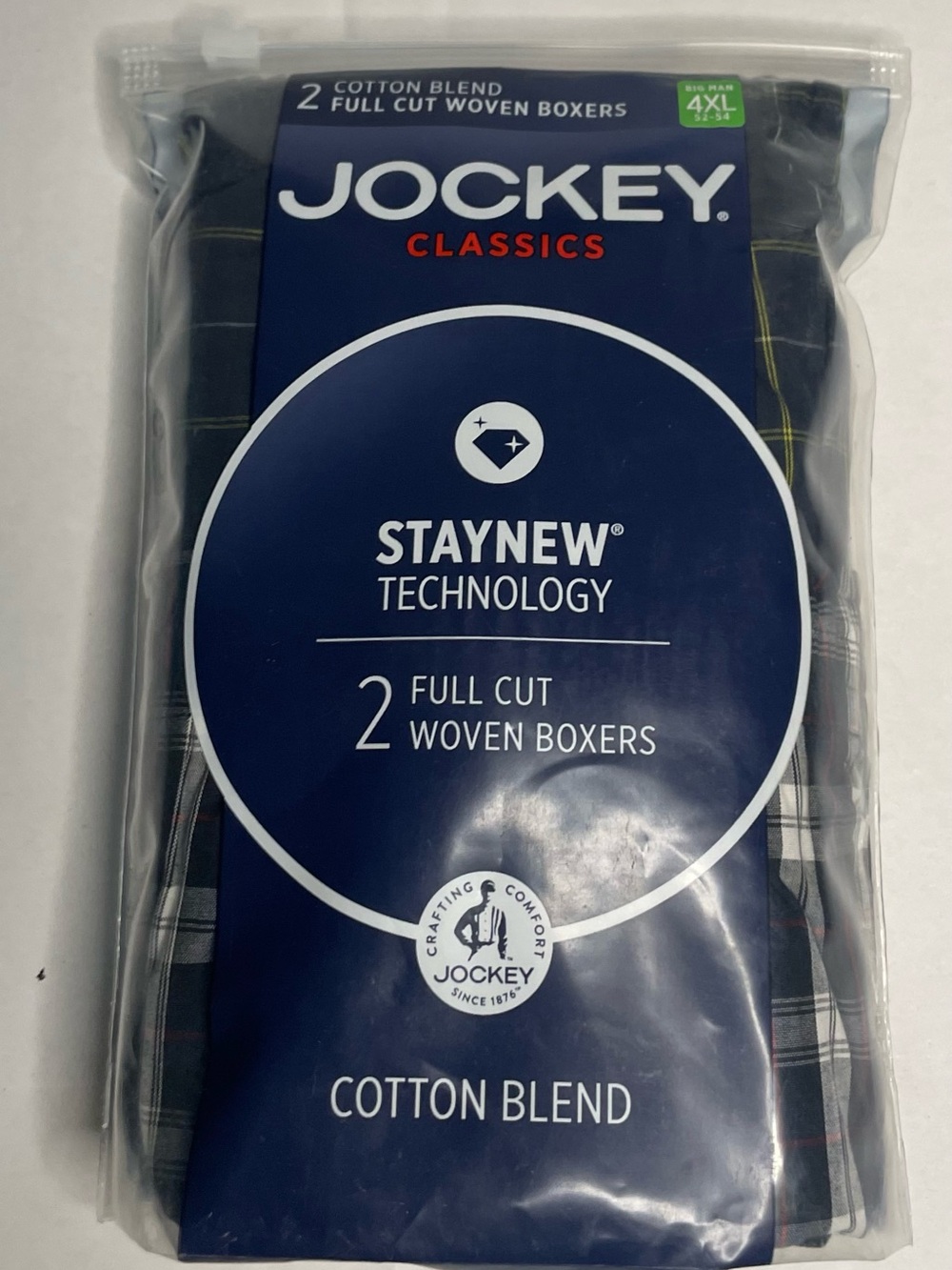 Jockey Classics Men’s Cotton Blend Boxers - Navy & Black Plaid (2 Pack)
